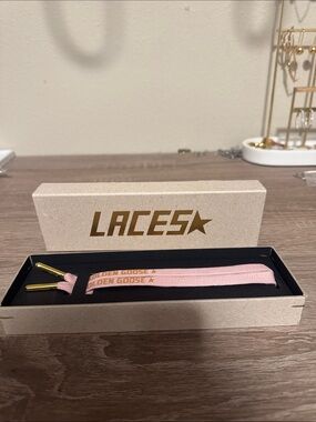 Golden Goose Pink Laces with Gold Aglets